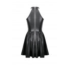 Darkinlove Women's Punk Metal Chain Faux Leather Halterneck Dress