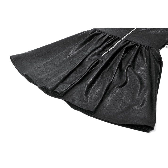 Darkinlove Women's Punk Metal Chain Faux Leather Halterneck Dress