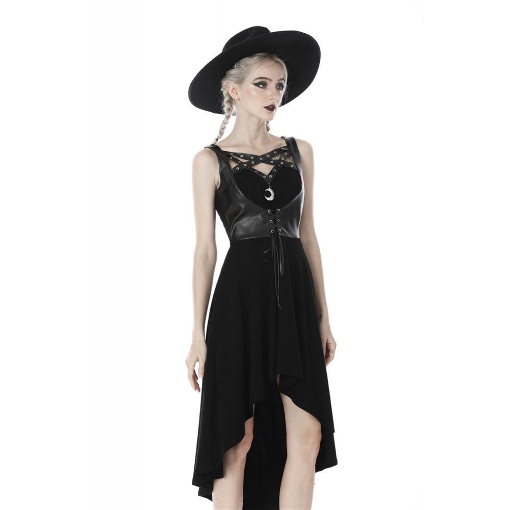 Darkinlove Women's Punk Moon Pandant Harness Dresses