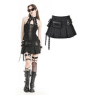 Darkinlove Women's Punk Multi-pockets Pleated Skirt