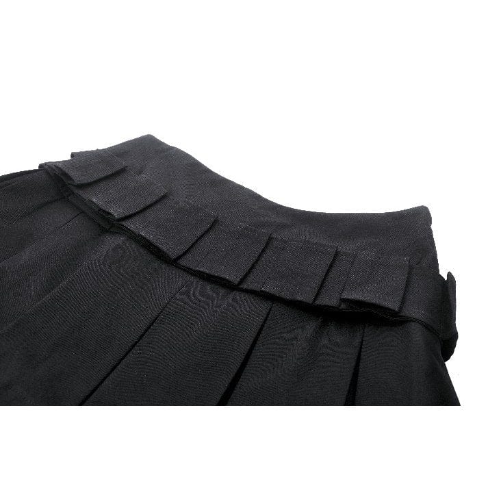 Darkinlove Women's Punk Multi-pockets Pleated Skirt
