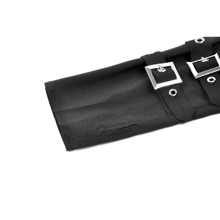 Darkinlove Women's Punk Multilayer Buckle Straps Fingerless Gloves