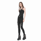 Darkinlove Women's Punk Multilayer Buckle Straps Lace-up Pants