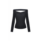 Darkinlove Women's Punk Off-shoulder Hollowed Chest T-shirts With Lace-up Back