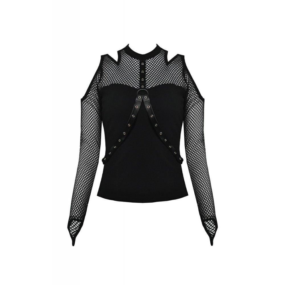 Darkinlove Women's Punk Off-shoulder Sexy Mech Sleeved Tops