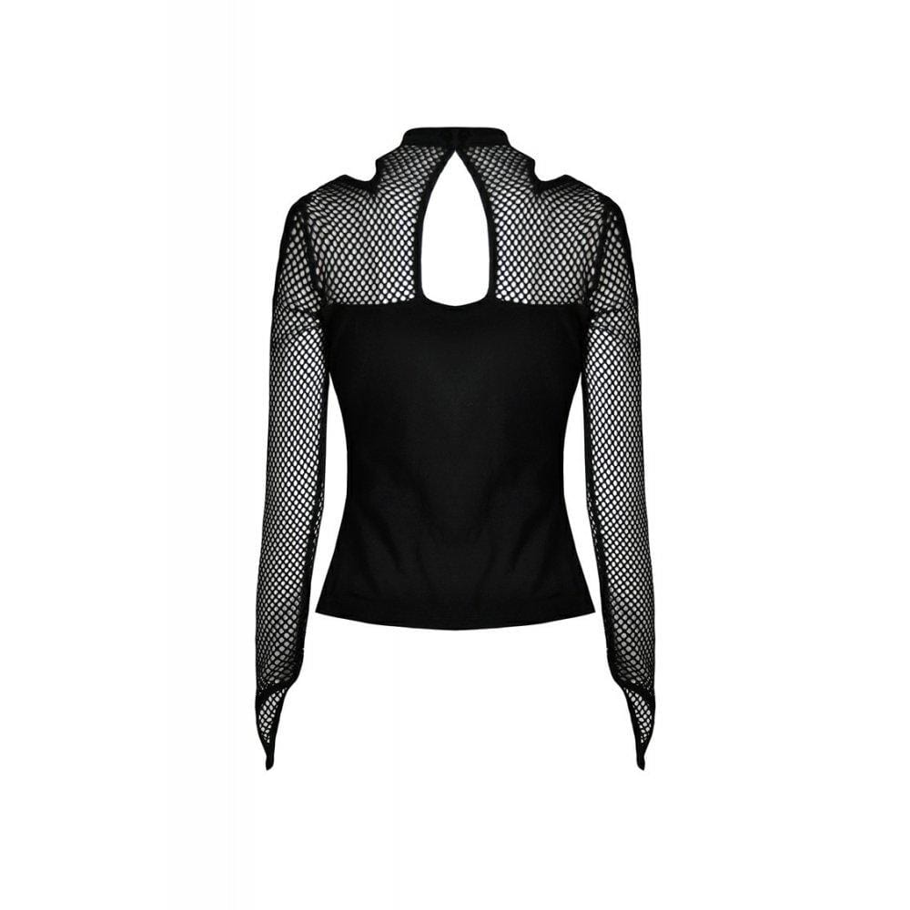 Darkinlove Women's Punk Off-shoulder Sexy Mech Sleeved Tops