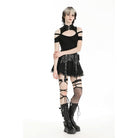 Darkinlove Women's Punk Off-the-shoulder Cutout Crop Top