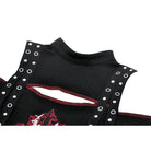 Darkinlove Women's Punk Off-the-Shoulder Eyelet Strap Crop Top