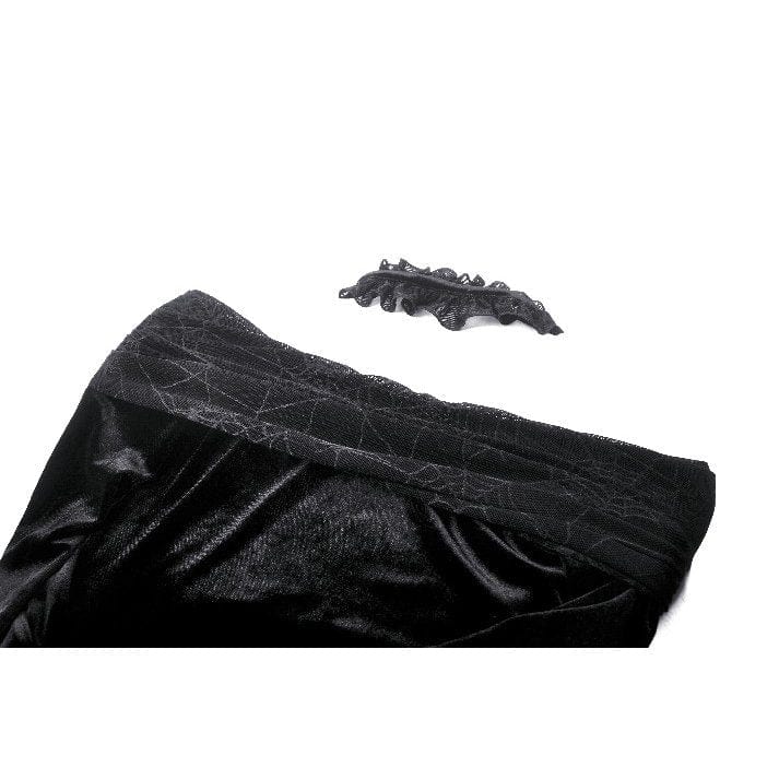 Darkinlove Women's Punk Off-the-Shoulder Lace-up Velvet Party Dress