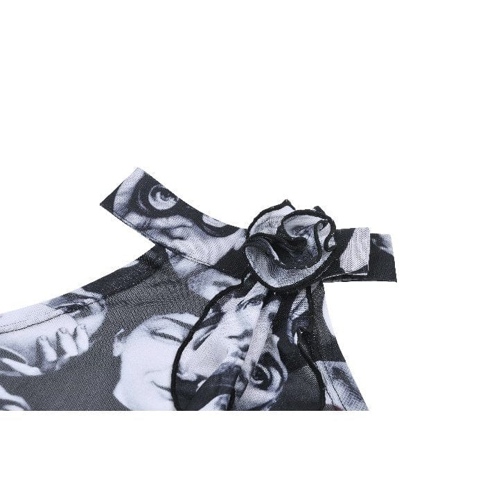 Darkinlove Women's Punk Off-the-Shoulder Ruffled Blouse