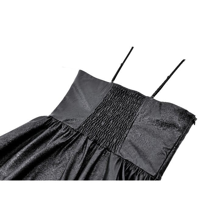 Darkinlove Women's Punk Plaid Panel Patchwork Irregular Hem Slip Dress