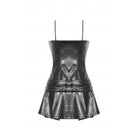 Darkinlove Women's Punk Plaid Splice Faux Leather Slip Dress