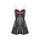 Darkinlove Women's Punk Plaid Splice Faux Leather Slip Dress