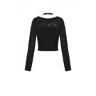 Darkinlove Women's Punk Plunging Eyelet Ripped Crop Top