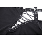 Darkinlove Women's Punk Plunging Eyelet Ripped Crop Top