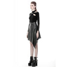 Darkinlove Women's Punk PU Leather Zippered Irregular Midi Skirts