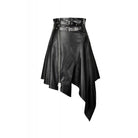 Darkinlove Women's Punk PU Leather Zippered Irregular Midi Skirts
