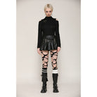 Darkinlove Women's Punk Ripped Eyelets Long Sleeved Blouse