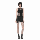 Darkinlove Women's Punk Rivet Pentagram Mesh Splice Tank Top