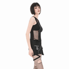 Darkinlove Women's Punk Rivet Pentagram Mesh Splice Tank Top