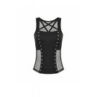 Darkinlove Women's Punk Rivet Pentagram Mesh Splice Tank Top