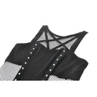 Darkinlove Women's Punk Rivet Pentagram Mesh Splice Tank Top