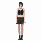 Darkinlove Women's Punk Rivet Plaid Asymmetric Skirt
