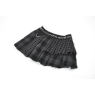 Darkinlove Women's Punk Rivet Plaid Asymmetric Skirt