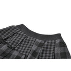 Darkinlove Women's Punk Rivet Plaid Asymmetric Skirt
