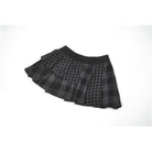 Darkinlove Women's Punk Rivet Plaid Asymmetric Skirt