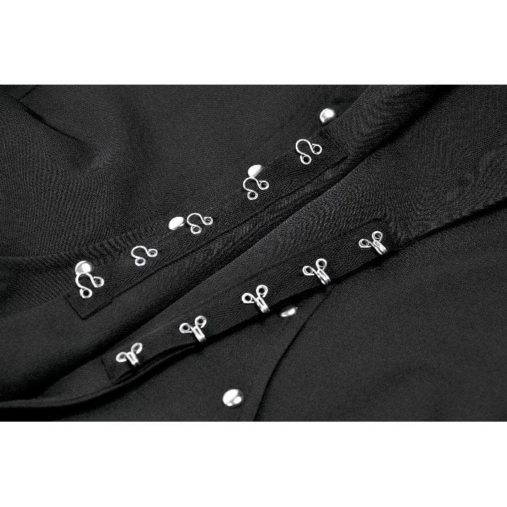 Darkinlove Women's Punk Rivets Lapel Sleeveless Long Coat