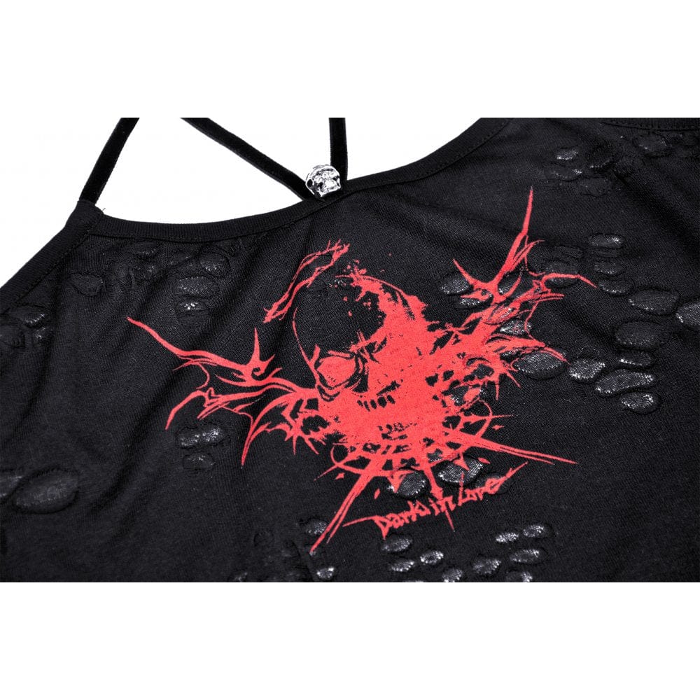 Darkinlove Women's Punk Rock Devil Blood Star Straps Tank Top