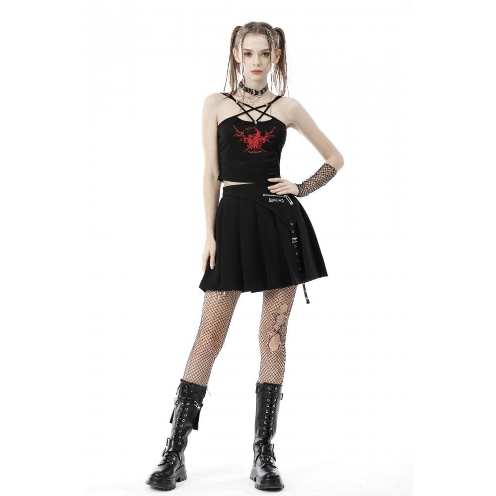 Darkinlove Women's Punk Rock Devil Blood Star Straps Tank Top