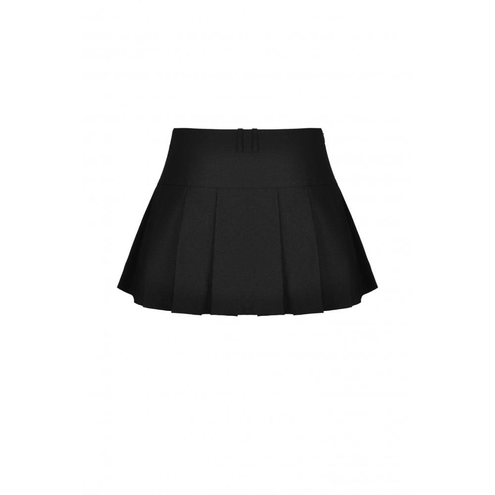 Darkinlove Women's Punk Rock Mental Chain Mini Pleated Skirt