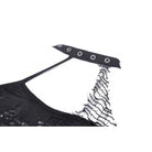 Darkinlove Women's Punk Rock Ripped Halterneck Back Lacing-up Tank Top
