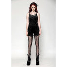 Darkinlove Women's Punk Ruffled Lace Splice Embossed Shorts