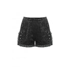 Darkinlove Women's Punk Ruffled Lace Splice Embossed Shorts