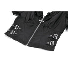 Darkinlove Women's Punk Ruffled Plunging Zipper Short Sleeve Crop Top