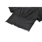 Darkinlove Women's Punk Ruffled Plunging Zipper Short Sleeve Crop Top