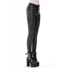 darkinlove Women's Punk Sexy Hollow Thigh Asymmetrical PU Trousers