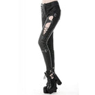 darkinlove Women's Punk Sexy Hollow Thigh Asymmetrical PU Trousers