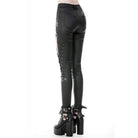 darkinlove Women's Punk Sexy Hollow Thigh Asymmetrical PU Trousers