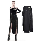 Darkinlove Women's Punk Sexy Slit Irregular Long Skirts