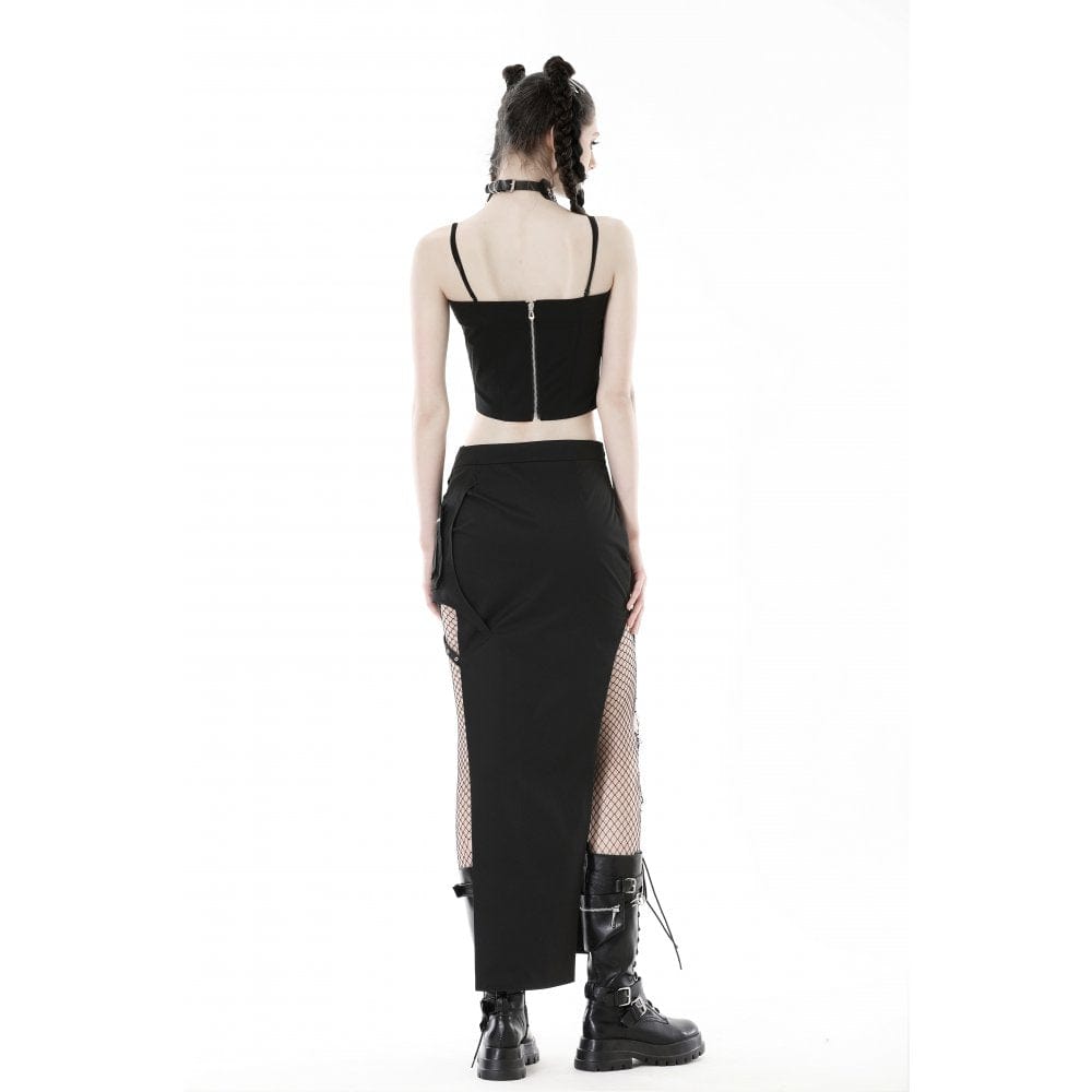 Darkinlove Women's Punk Side Slit Big-pocket Skirt