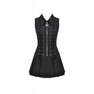 Darkinlove Women's Punk Skull Zip Turn-down Collar Sleeveless Dress