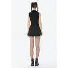 Darkinlove Women's Punk Skull Zip Turn-down Collar Sleeveless Dress