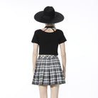 Darkinlove Women's Punk Slim Fitted Chain Black Crop Top