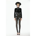 Darkinlove Women's Punk Snakeskin Diamond-textured Mesh Splice Pants