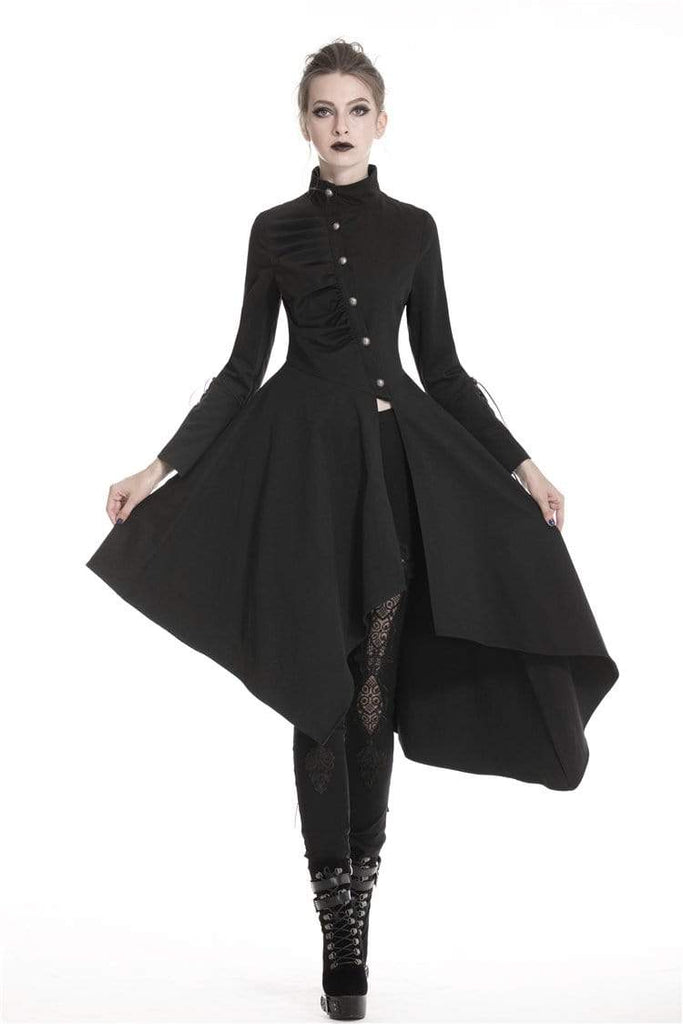 Darkinlove Women's Punk Stand Collar Long Sleeved Dresses With Oblique Asymmetrical Shape