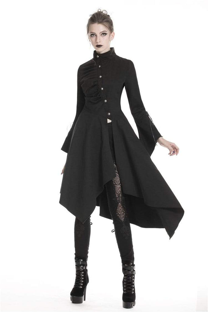 Darkinlove Women's Punk Stand Collar Long Sleeved Dresses With Oblique Asymmetrical Shape